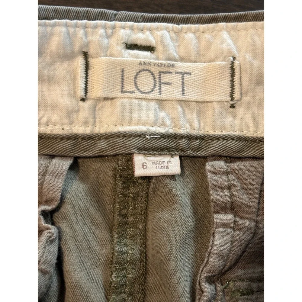 Ann Taylor LOFT Womens Olive Green Khaki Cotton Utility Mini Skirt Size 6
